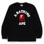 BAPE Style Collegiate Arc Logo & Camo Ape Head Long-Sleeve Tee - Black/Purple