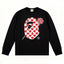 BAPE Style Heart & Rose Ape Head Long-Sleeve Tee - Black/Red-White