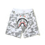 BAPE Style Snow Camo Shark Casual Shorts - Off-White/Grey