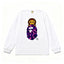 BAPE Style Baby Milo Peeking on Camo Ape Head Long-Sleeve Tee - White/Purple