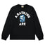 BAPE Style Collegiate Arc Logo & Camo Ape Head Long-Sleeve Tee - Black/Blue
