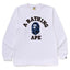 BAPE Style Collegiate Arc Logo & Camo Ape Head Long-Sleeve Tee - White/Blue