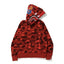 BAPE Style Camo Shark Full-Zip Hoodie - Red