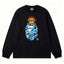 BAPE Style Baby Milo Peeking on Camo Ape Head Long-Sleeve Tee - Black/Blue