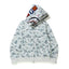 BAPE Style Camo Shark Full-Zip Hoodie - Light Grey/Ice Blue