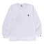BAPE Style Minimalist Embroidered Ape Head Long-Sleeve Tee - Solid White