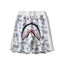 BAPE Style Space Galaxy Camo Shark Casual Shorts - Light Grey/White
