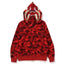 BAPE Style Camo Gold Shark Teeth Full-Zip Hoodie - Red
