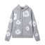 "Denim Tears" Grey Floral Pattern Full-Zip Hoodie