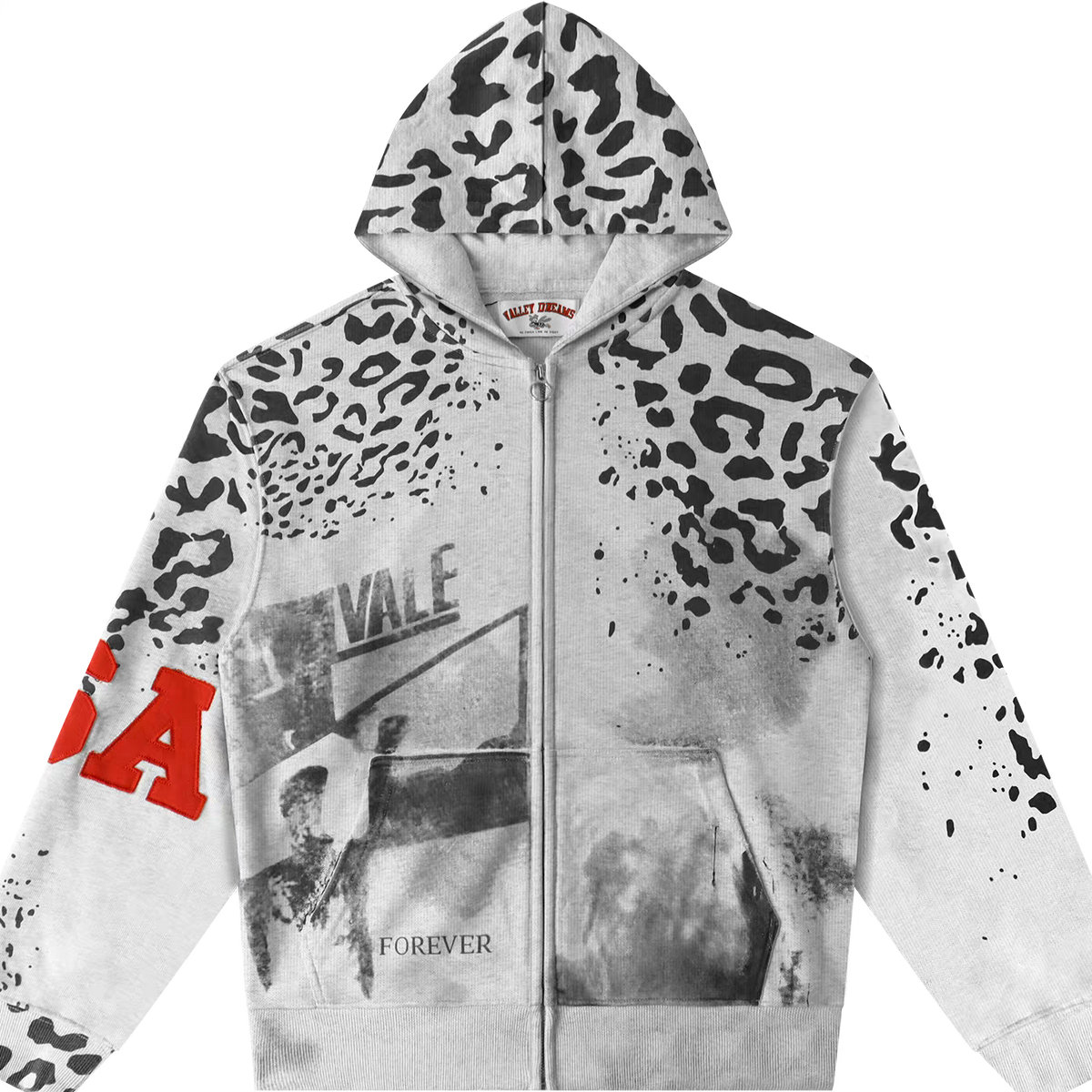 Vale Forever Cheetah Zip Up Hoodie Grey