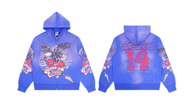 Vale Forever Vintage Eagle & Heart "14" Zip-Up Hoodie & Sweatpants Set - Blue Main Image