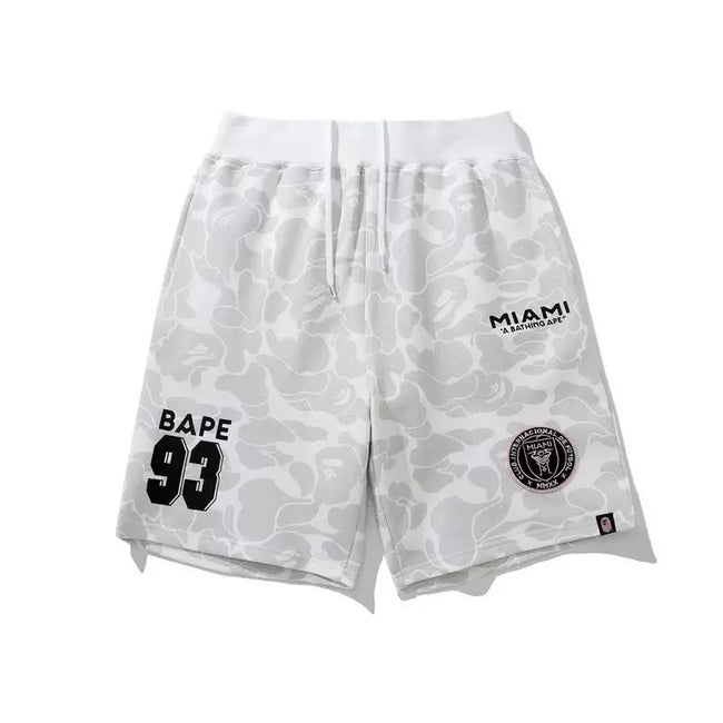 BAPE Style Miami "93" Camo Casual Shorts - White/Light Grey Hover Image