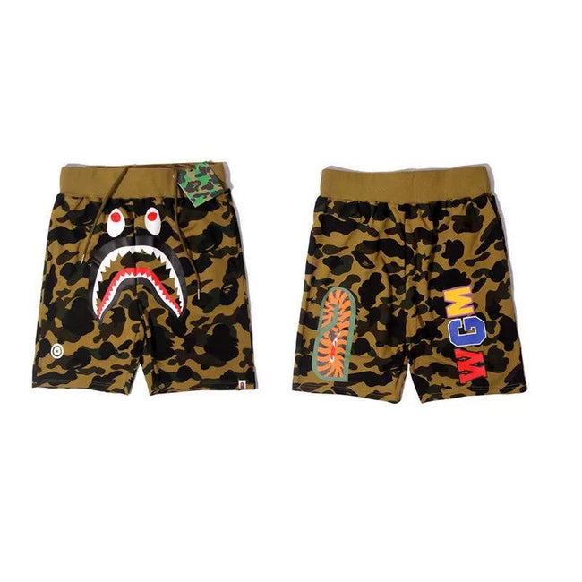 BAPE Style Camo Shark Casual Shorts - Classic Green Hover Image