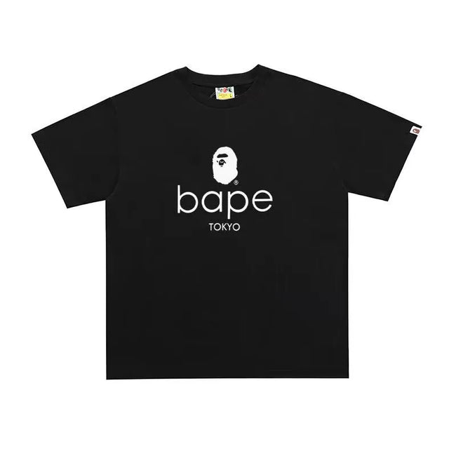 BAPE Style Minimalist Tokyo Logo Short-Sleeve Tee - Black Hover Image