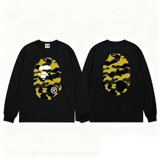 BAPE Style Big Camo Ape Head Long-Sleeve Tee - Black/Yellow Hover Image