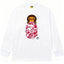 BAPE Style Baby Milo Peeking on Camo Ape Head Long-Sleeve Tee - White/Pink