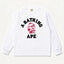 BAPE Style Collegiate Arc Logo & Camo Ape Head Long-Sleeve Tee - White/Pink