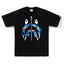 BAPE Style Camo Shark Full-Zip Motif Short-Sleeve Tee - Black/Blue