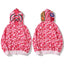 BAPE Style Camo Shark Full-Zip Hoodie - Pink