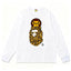 BAPE Style Baby Milo on Leopard Camo Ape Head Long-Sleeve Tee - White/Leopard
