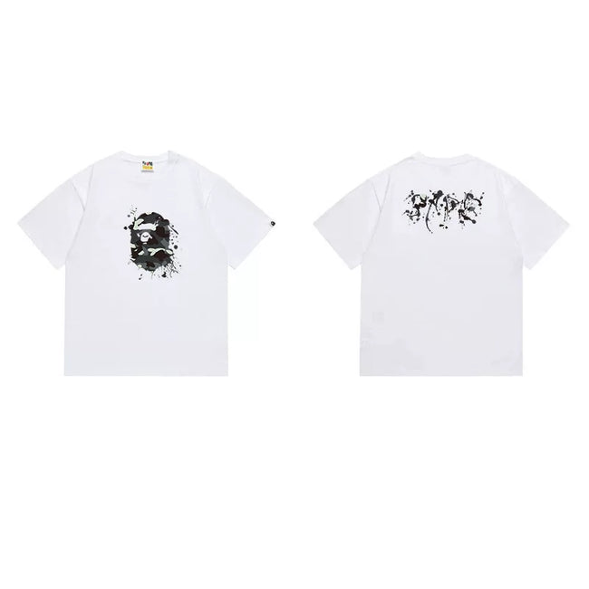 BAPE Style Paint Splatter Dark Art Short-Sleeve Tee - White Hover Image