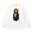 BAPE Style Baby Milo on Dark Leopard Camo Ape Head Long-Sleeve Tee - White/Dark Leopard