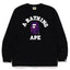 BAPE Style Collegiate Arc Logo & Camo Ape Head Long-Sleeve Tee - Black/Purple