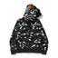 BAPE Style Camo Shark Full-Zip Hoodie - Black/Grey