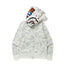 BAPE Style Camo Shark Full-Zip Hoodie - White/Light Grey