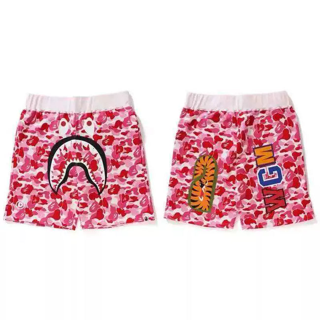 BAPE Style Camo Shark Casual Shorts - Pink Hover Image