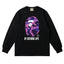 BAPE Style "BY BATHING APE" Camo Ape Head Long-Sleeve Tee - Black/Purple
