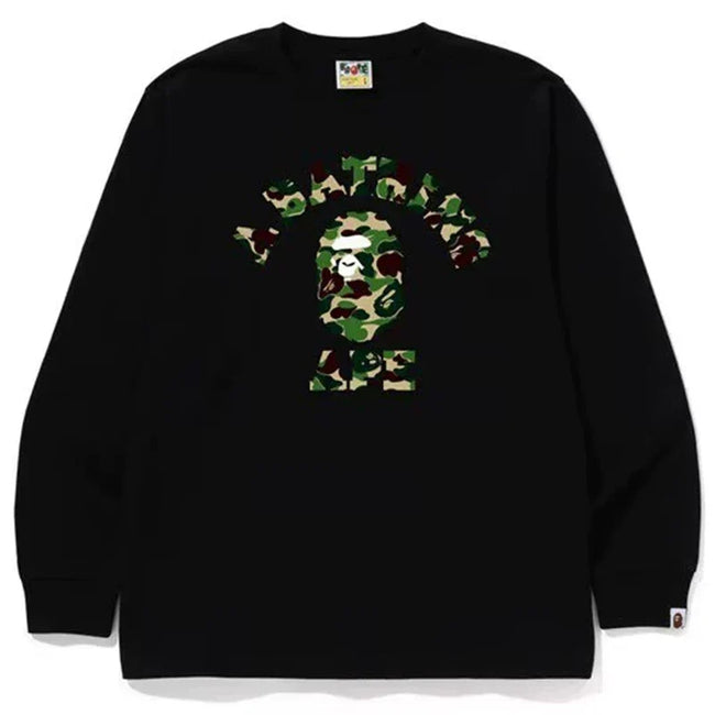 BAPE Style Arch Logo Camo Ape Head Long-Sleeve Tee - Black/Green Hover Image