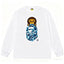 BAPE Style Baby Milo Peeking on Camo Ape Head Long-Sleeve Tee - White/Blue