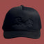 Corteiz Vintage All-Black Trucker Hat with Tonal Script and Star Graphic
