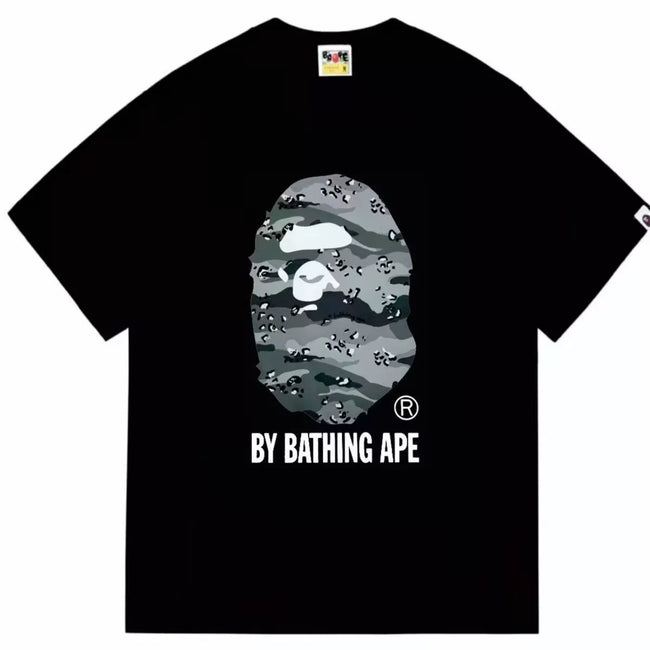 BAPE Style Urban Grey Camo Big Ape Head Short-Sleeve Tee - Black Hover Image