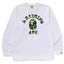 BAPE Style Arch Logo Camo Ape Head Long-Sleeve Tee - White/Green