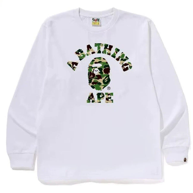 BAPE Style Arch Logo Camo Ape Head Long-Sleeve Tee - White/Green Hover Image