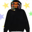 BAPE Style Solid Black Shark Full-Zip Hoodie - Green Camo Ape Interior