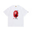 BAPE Style Japanese Kanji & Red Sun Ape Head Short-Sleeve Tee - White