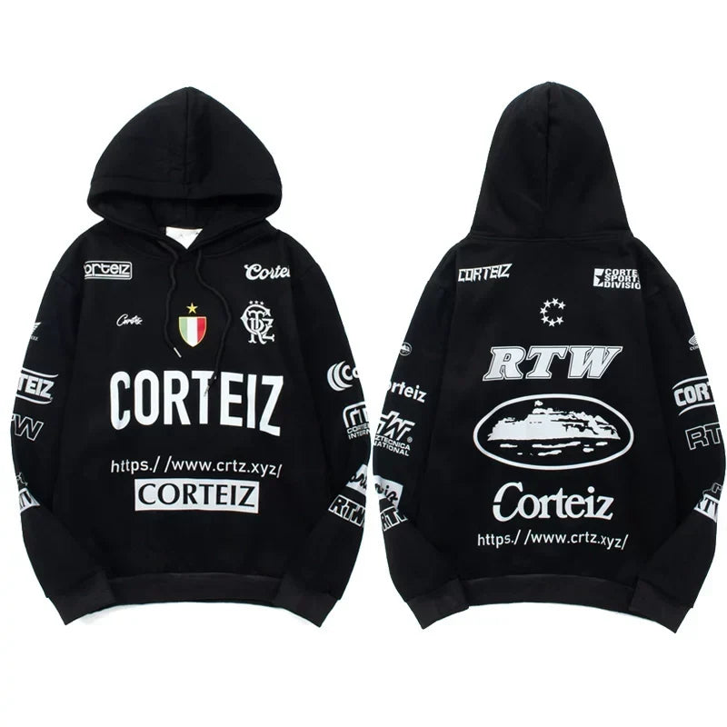 Corteiz All-Over Multi-Logo Heavyweight Hoodie - Black