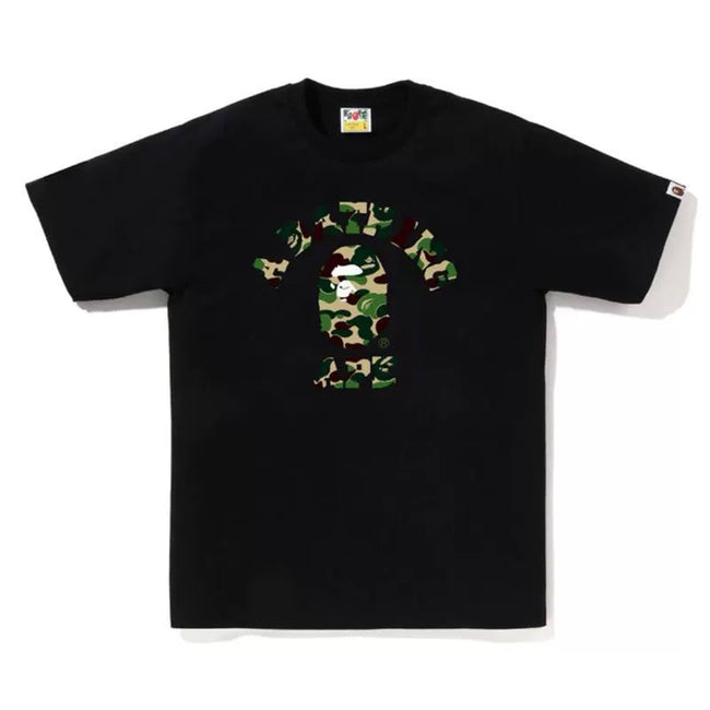 BAPE Style Camo Ape Head Arch Logo Short-Sleeve Tee - Black/Classic Green Hover Image