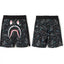 BAPE Style Space Galaxy Camo Shark Casual Shorts - Dark Black/Grey