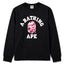 BAPE Style Collegiate Arc Logo & Camo Ape Head Long-Sleeve Tee - Black/Pink