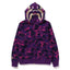 BAPE Style Camo Gold Shark Teeth Full-Zip Hoodie - Purple
