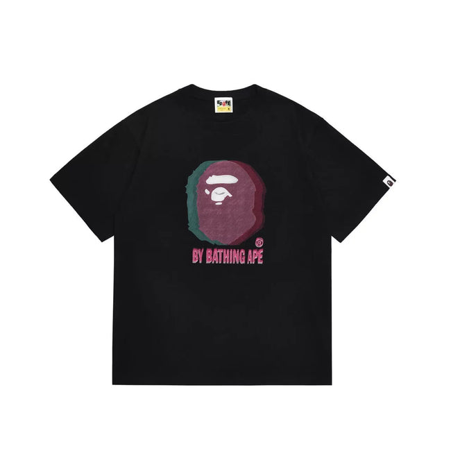 BAPE Style Glitch Colorblock Ape Head Short-Sleeve Tee - Black Hover Image