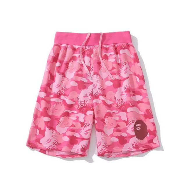 BAPE Style Camo & Ape Head Casual Shorts - Pink Hover Image