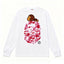BAPE Style Baby Milo on Camo Ape Head Long-Sleeve Tee - White/Pink