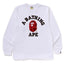 BAPE Style Collegiate Arc Logo & Camo Ape Head Long-Sleeve Tee - White/Red