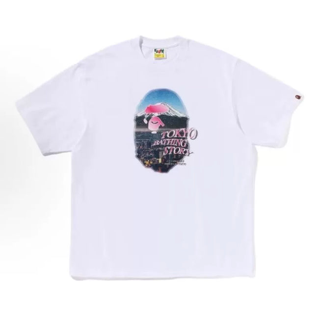 BAPE Style "Tokyo Bathing Story" Mt. Fuji Ape Head Tee - White Hover Image