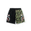 BAPE Style Split-Color Camo Shark Casual Shorts - Black/Green (Inverted)